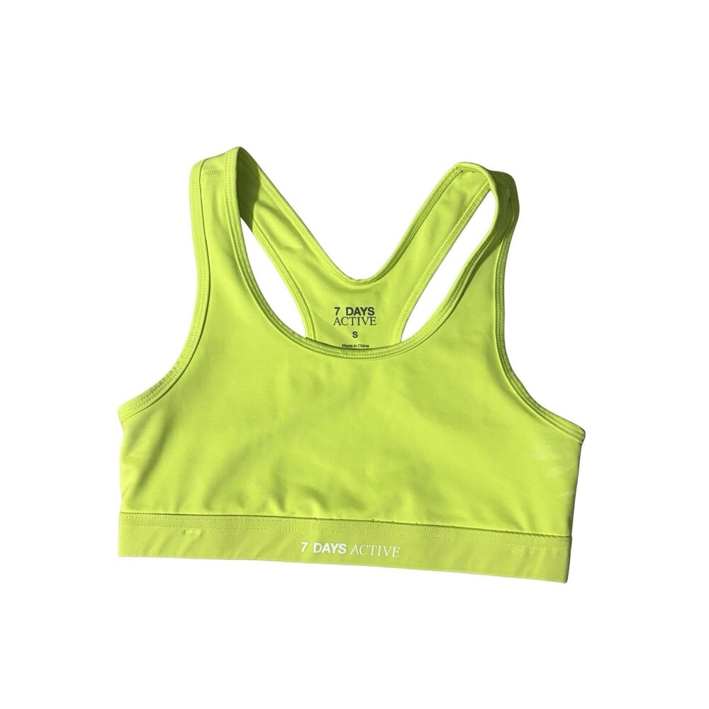 7 Days Active Neon Yellow Racerback Sports Bra Size Small